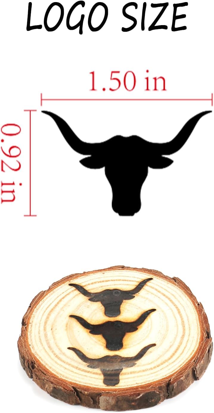 AIMOADO Texas Longhorn Branding Iron Stamp, 1 1/2" Wood Branding Iron Personalized Logo for Meat, Burger, Wood, Hats with Full Set Tools - Image 2